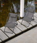 Chaise de plage pliante en aluminium anthracite et toile grise Alexa – Image 6