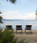 Chaise de plage pliante en aluminium anthracite et toile grise Alexa – Image 2