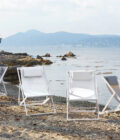 Chaise de plage pliante en aluminium blanc et toile blanche Alexa – Image 2