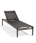 Chaise longue empilable en aluminium anthracite et toile noire Alexa