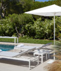 Chaise longue empilable en aluminium blanc et toile blanche Alexa – Image 4
