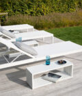 Chaise longue empilable en aluminium blanc et toile blanche Alexa – Image 2