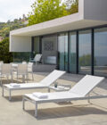 Chaise longue empilable en aluminium blanc et toile blanche Alexa