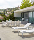 Chaise longue empilable en aluminium blanc et toile blanche Alexa – Image 5