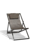 Chaise de plage pliante en aluminium anthracite et toile grise Alexa – Image 7