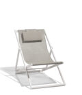 Chaise de plage pliante en aluminium blanc et toile sable Alexa – Image 11