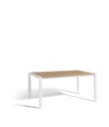 Table à rallonges en aluminium blanc et plateau teck Alexa L.160-220 x 96 cm – Image 6