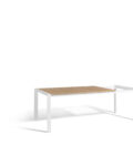 Table à rallonges en aluminium blanc et plateau teck Alexa L.160-220 x 96 cm – Image 7