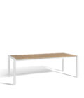 Table à rallonges en aluminium blanc et plateau teck Alexa L.220-280 x 96 cm – Image 6