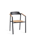 Fauteuil de repas extérieur Icon aluminium anthracite et teck