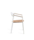 Fauteuil de repas extérieur Icon aluminium blanc et teck – Image 3