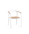 Fauteuil de repas extérieur Icon aluminium blanc et teck