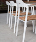 Fauteuil de repas extérieur Icon aluminium blanc et teck – Image 2