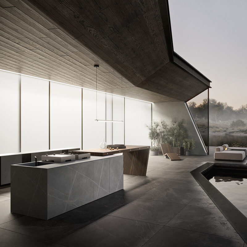 Cuisine extérieure Modulnova Project N°4 en céramique Sahara Noir