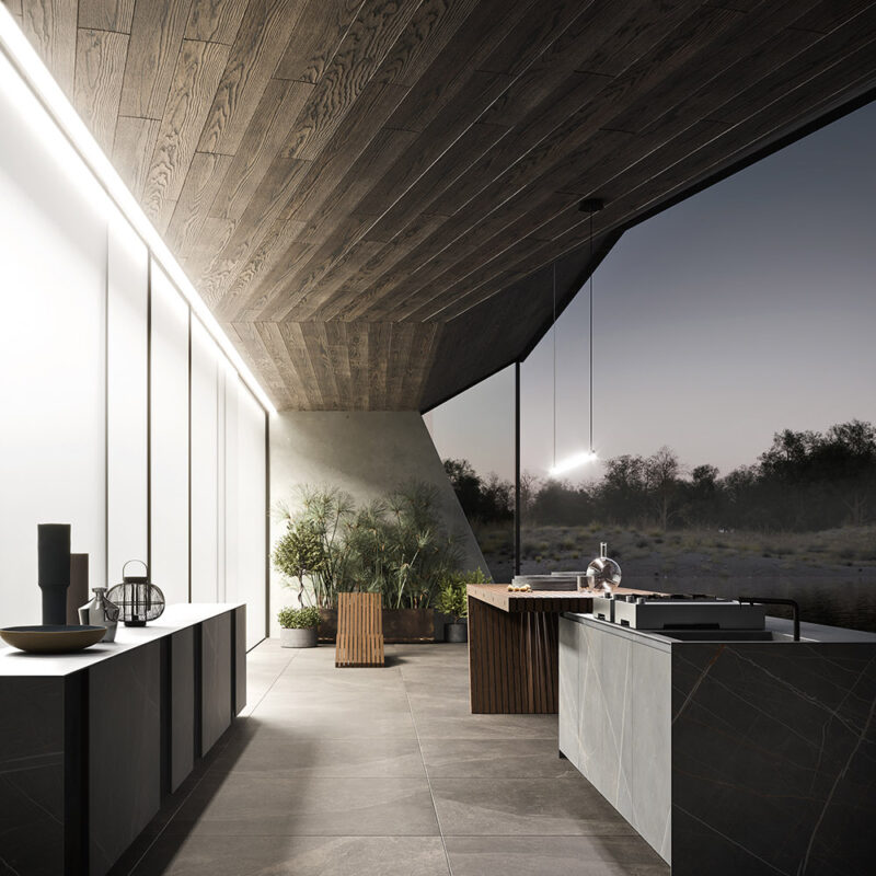 Cuisine extérieure Modulnova Project N°4 en céramique Sahara Noir