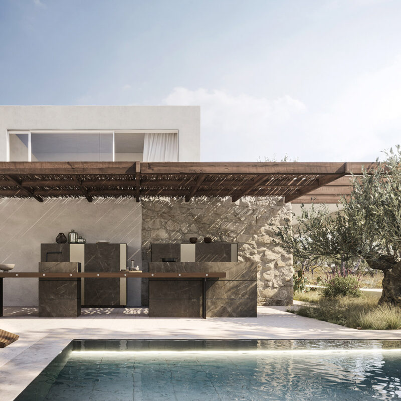 Cuisine extérieure Modulnova Project N°1 en céramique Gold Brown