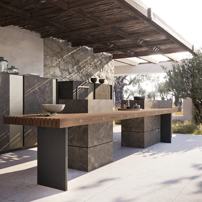 Cuisine extérieure Modulnova Project N°1 en céramique Gold Brown