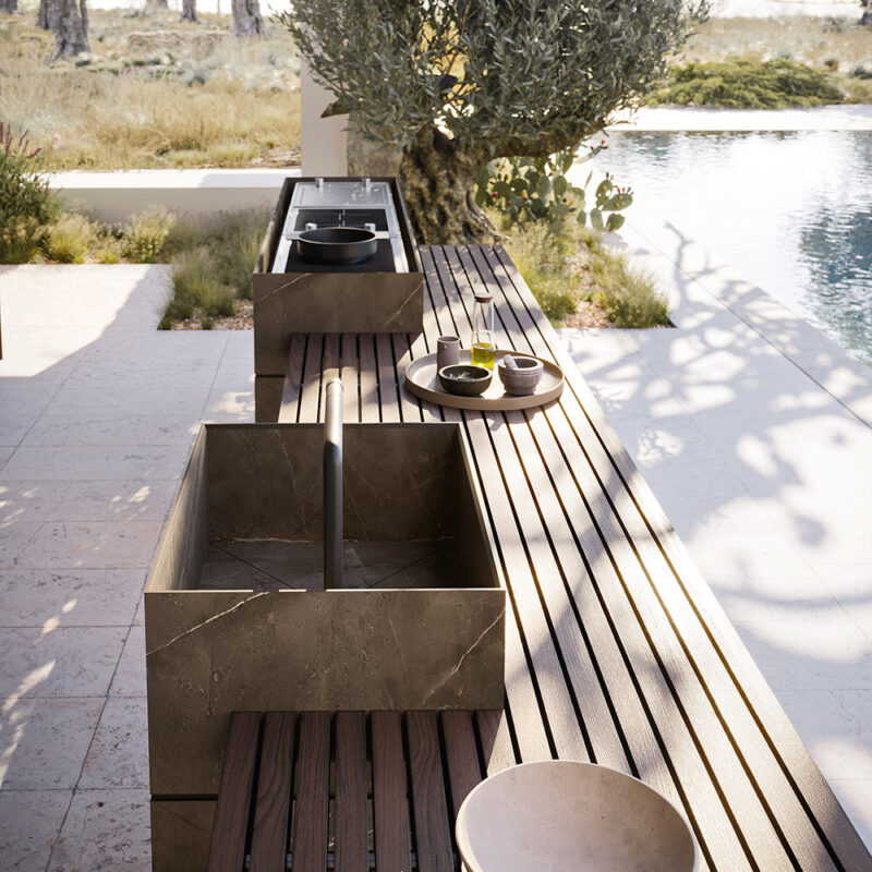 Cuisine extérieure Modulnova Project N°1 en céramique Gold Brown