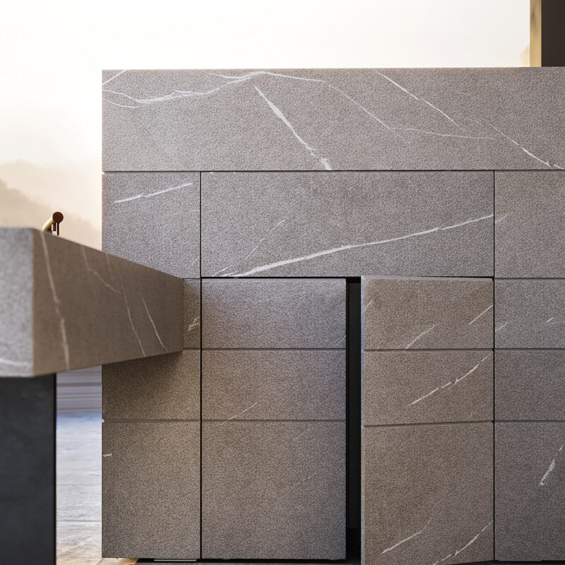 Cuisine extérieure Modulnova Project N°6 en pierre Piasentina flammée