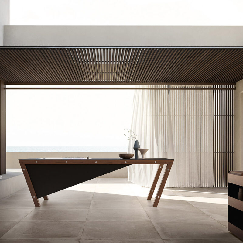 Cuisine extérieure Modulnova Project N°7 en bois et céramique noire