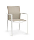 Fauteuil de repas extérieur Alexa aluminium blanc et toile sable
