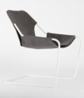 Fauteuil intérieur extérieur en acier coloris blanc et toile gris taupe Paulistano – Image 2