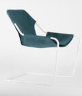 Fauteuil intérieur extérieur en acier coloris blanc et toile turquoise Paulistano – Image 2