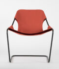 Fauteuil intérieur extérieur en acier coloris carbone et toile paprika Paulistano