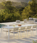 Table de repas extérieure aluminium et plateau céramique marbre blanc Icon L.292 cm