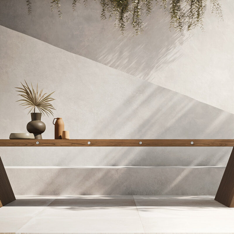 Table et banc extérieurs Modulnova Project N°8 en bois de frêne thermotraité