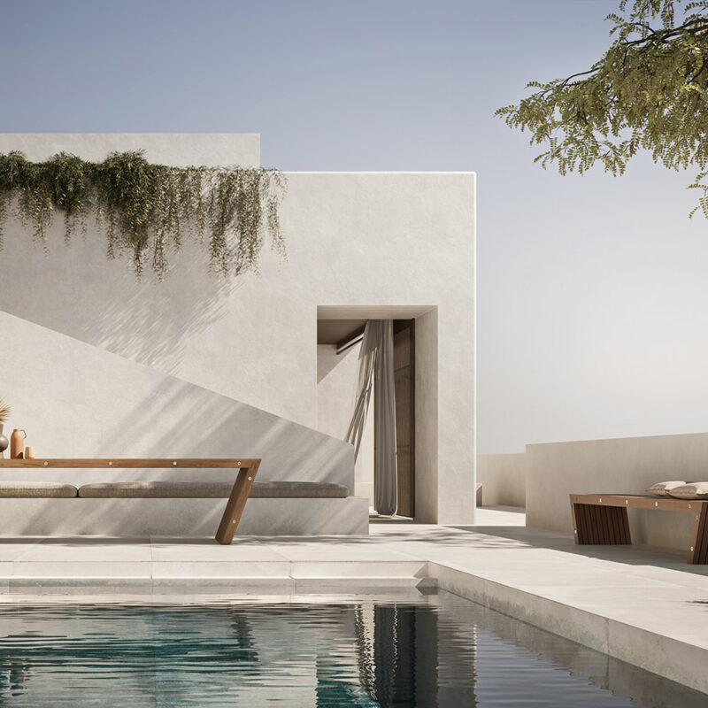 Table et banc extérieurs Modulnova Project N°8 en bois de frêne thermotraité