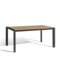 Table à rallonges en aluminium anthracite et plateau teck Alexa L.160-220 x 96 cm