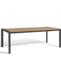 Table à rallonges en aluminium anthracite et plateau teck Alexa L.220-280 x 96 cm