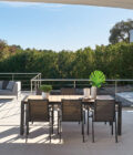 Table à rallonges en aluminium anthracite et plateau teck Alexa L.220-280 x 96 cm – Image 4