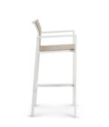 Tabouret extérieur empilable en aluminium blanc et batyline sable ALEXA 77h – Image 2