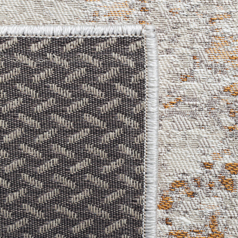 Tapis extérieur à motif abstrait gris et cuivre Nuvoloso Copper