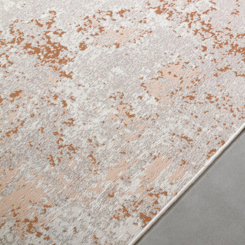 Tapis extérieur à motif abstrait gris et cuivre Nuvoloso Copper