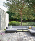 Canapé extérieur élément central en aluminium anthracite, teck et tissu gris LANDSCAPE TECK Small Middle Seat – Image 8