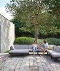 Canapé extérieur élément central en aluminium anthracite, teck et tissu gris LANDSCAPE TECK Small Middle Seat – Image 11