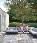 Canapé extérieur élément central en aluminium anthracite, teck et tissu gris LANDSCAPE TECK Small Middle Seat – Image 10