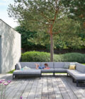 Canapé extérieur élément central en aluminium anthracite, teck et tissu gris LANDSCAPE TECK Small Middle Seat – Image 9