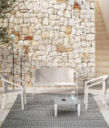 Petit canapé extérieur PULL en aluminium blanc et tissu – Image 2