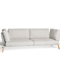 Canapé extérieur 2,5 places en aluminium blanc, pieds en teck et tissu Twisted Linen LINK