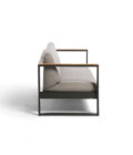Canapé extérieur 3 places en aluminium anthracite, teck et tissu gris LANDSCAPE TECK – Image 3