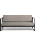 Canapé extérieur 3 places en aluminium anthracite, teck et tissu gris LANDSCAPE TECK – Image 4