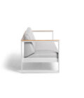 Canapé 3 places extérieur en aluminium blanc, teck et tissu gris clair LANDSCAPE TECK – Image 3