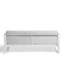 Canapé 3 places extérieur en aluminium blanc, teck et tissu gris clair LANDSCAPE TECK – Image 5