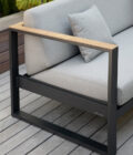 Canapé extérieur 3 places en aluminium anthracite, teck et tissu gris LANDSCAPE TECK – Image 12