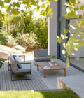 Canapé extérieur élément central en aluminium anthracite, teck et tissu gris LANDSCAPE TECK Small Middle Seat – Image 5