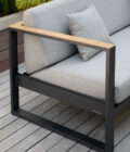 Canapé extérieur 3 places en aluminium anthracite, teck et tissu gris LANDSCAPE TECK – Image 13